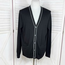 Express Cardigan Sweater Men Large Black Grey V Neck Button Up Preppy Grunge