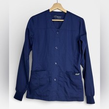 Grey's Anatomy Navy Button Front Scrub Jacket Small