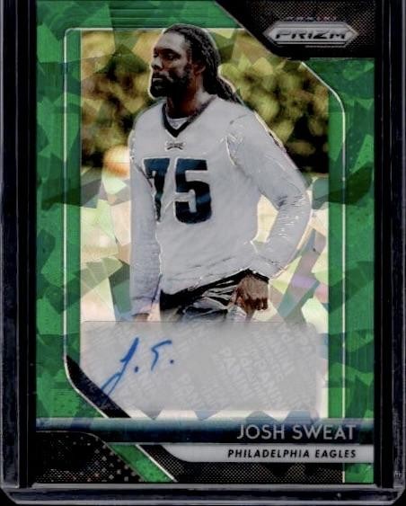 Josh Sweat Panini Prizm Rookie Autographs #JS Green Crystals
