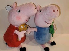 Peppa Pig and George Pig with Tags Ty Beanie Babies 6  Plush Stuffed Toys RARE 