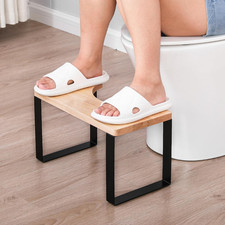 Wooden Bathroom Poop Stool, Portable with Metal Potty Stool Anti-Slip for Adults