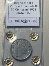 ITALIA REGNO 20 CENTESIMI 1936 LIRA ITALIANA VITTORIO EMANUELE III DIGILLATA BB+