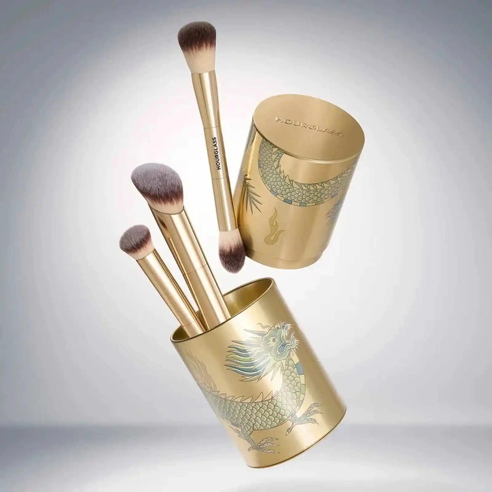 HOURGLASS メイクブラシセット 5本 ゴールド Hourglass 3pcs Makeup Brush Set Foundation Powder Concealer New