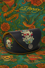 Ed Hardy Vintage Tattoo Eyewear Skull  Roses Leather Glasses Case 542