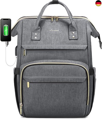 Laptop Rucksack Damen 15,6 Zoll, Wasserdichte Business Schule Rucksäcke mit USB 
