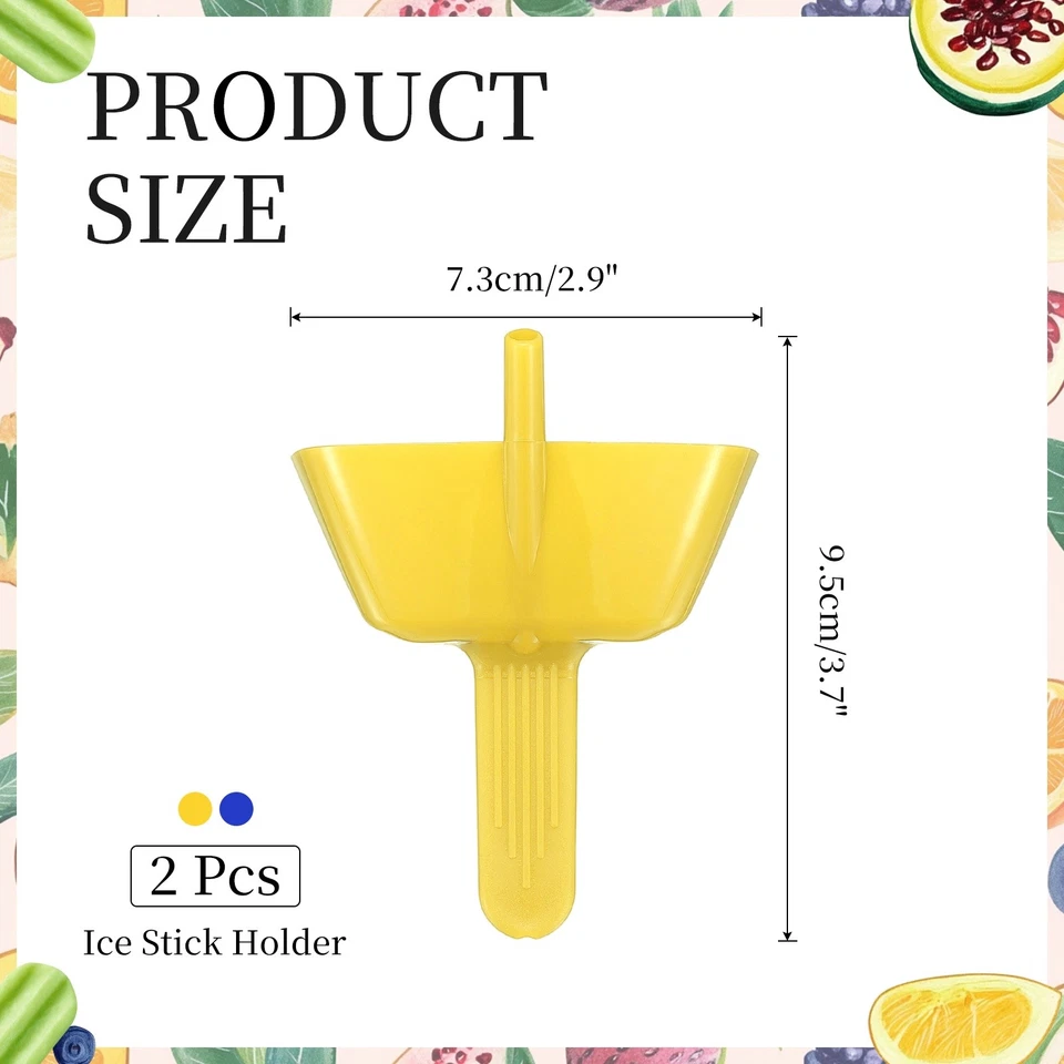 2 силиконовых держателя для лакомств с соломой 3,7 x 2,9 дюйма для мороженого желтые/синие - Изображение 2 из 4