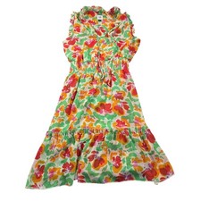 Cabi Dress Womens XS Multicolor Floral Ruffle Smocked Waist Chiffon Sundress