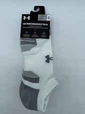 3 PAIRS UNDER ARMOUR UNISEX UA PERFORMANCE TECH CUSHIONED NO SHOW SIZE 13-16