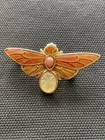 vintage Signed Monet orange enamel butterfly brooch Estate Costume Jewelry