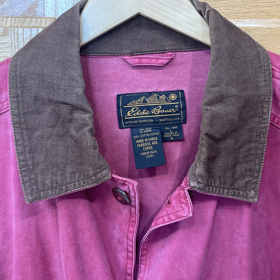 VTG Eddie Bauer Barn Coat Jacket Men’s Large Tall 100% Cotton Canvas Faded Red - Image 3 of 4