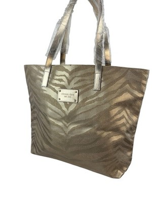 New MK Michael Kors Shopper Tote Bag Gold Animal Print Shoulder Bag Purse