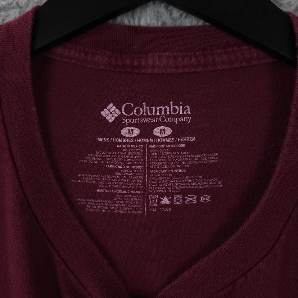 Columbia PFG Shirt Mens Medium Red Camo Texas Crew Neck Short Sleeve Tee FLAW - Image 3 of 4