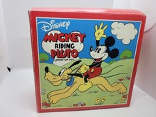 VERY NICE SCHYLLING WIND UP DISNEY MICKEY RIDING PLUTO  WORKS