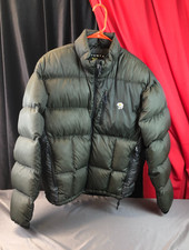 Vintage Army Green Mountain Hard Wear DOWN 2-Tone PUFFER JACKET Men's Size Large