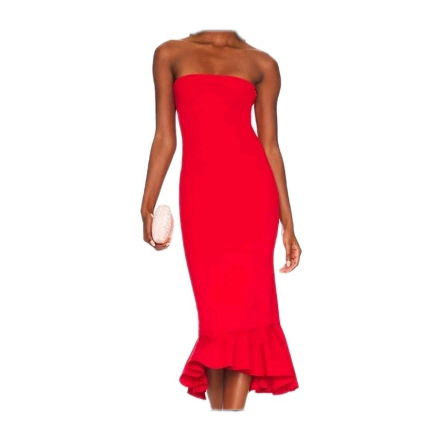 Red Superdown Izzy Strapless Ruffle Maxi Dress in… - image 1