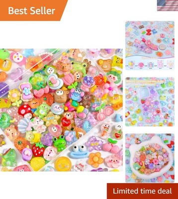 100PCS Slime Charms Jelly Cute Flatback Resin Charms for Slime, Random Kawaii...