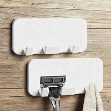 2Pcs Razor Holder - Self Adhesive Shaver Hook Hanger Stand - Plastic Utility ...