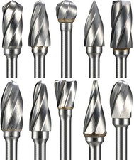 Sworker 10 Pcs Carbide Burr Set 1/8" Shank Compatible with Small, Silver Grey