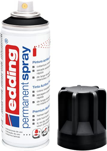 Peinture acrylique edding 5200 spray permanent noir foncé mat en flacon de 200 ml