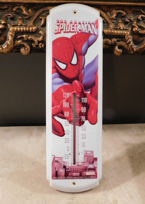 2005 MARVEL COMICS SPIDERMAN METAL THERMOMETER / LARGE 17 1/4'' x 5 1/16''