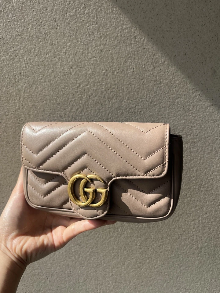 Gucci GG Marmont Flap Closure Matelasse Crossbody Mini Dusty Pink Leather, photo 1 of 5