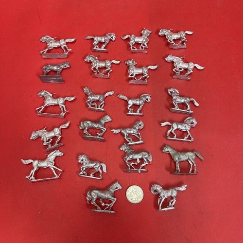 Mixed Poses Metal Horses – 22 Miniature Figures (1:72 Scale).     #53