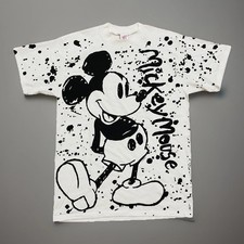 NWOT Vtg 90s Mickey Mouse Paint Splatter T Shirt Single Stitch USA Made Disney