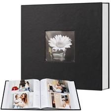 Photo Album 4x6 200 Photos with Writing Space, Leather Cover Album with Displ...