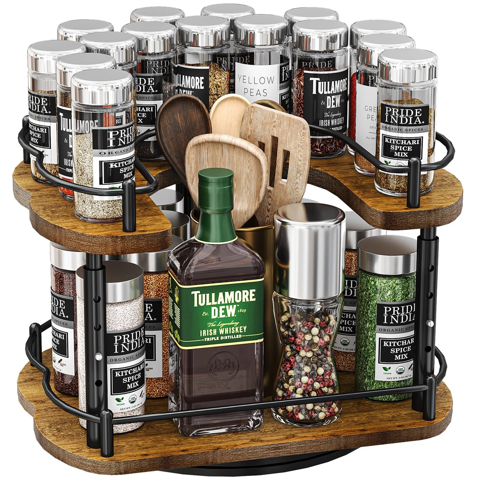 Lazy Susan Organizer Spice Rack - Spice Organization for Cabinet Height Adjus...