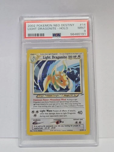 2002 POKEMON NEO DESTINY #14 LIGHT DRAGONITE-HOLO PSA 9