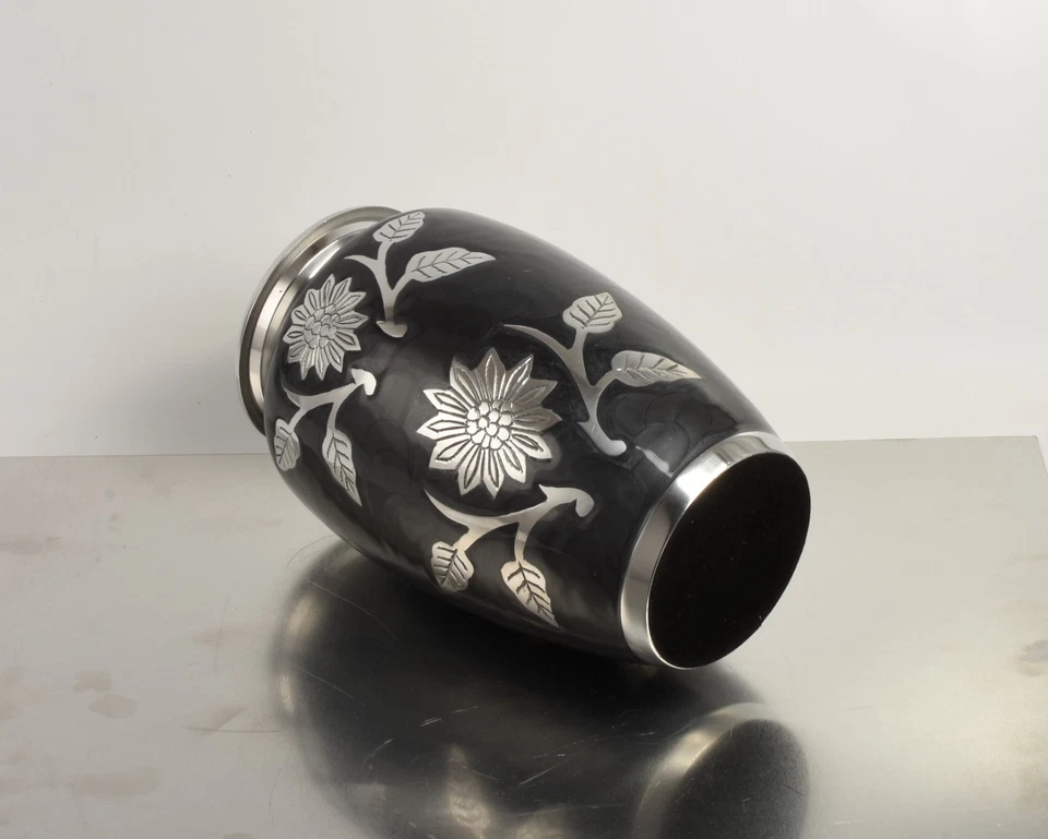 Funeral Urn For Adult Ashes –Black Sunflower Design Aluminium Cremation Memorial - Image 4 of 4
