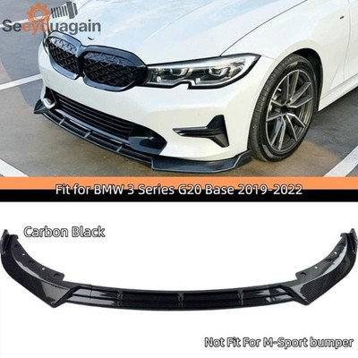 For BMW 3 Series G20 320ie 330i Base 19-22 V Style Carbon Fiber Front Bumper Lip