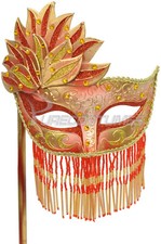 Mardi Gras Masquerade Bellisima Festa Mask Red/Gold