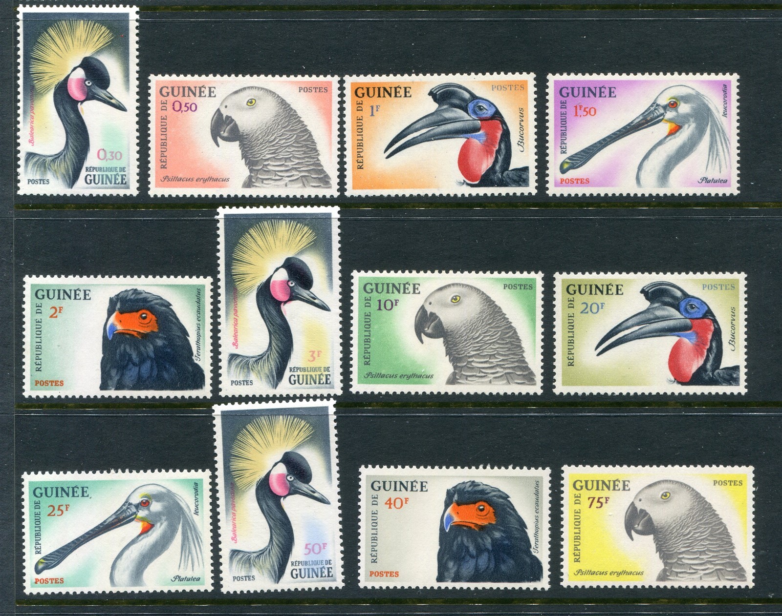 Guinea #263-274, C41-43 Birds Complete Set [Mint Never Hinged]