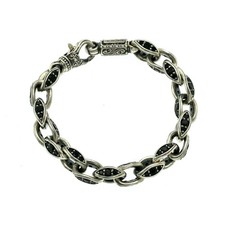 Konstantino 925 Sterling Silver Circe Black Spinel Link Bracelet Size 6"