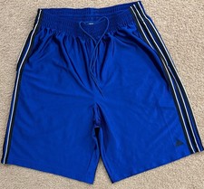 VTG Y2K Adidas men  s Blue 3 Stripe Dazzle Silky Shiny Baggy Basketball shorts XL