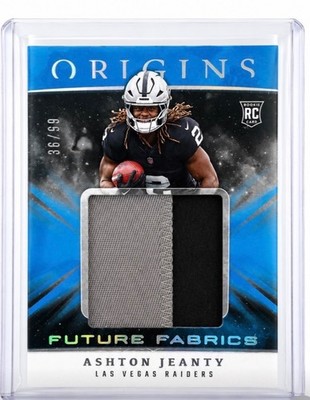 2025 Panini Origins - Future Fabrics Ashton Jeanty #FF7 Turquoise /99 (MEM, RC)