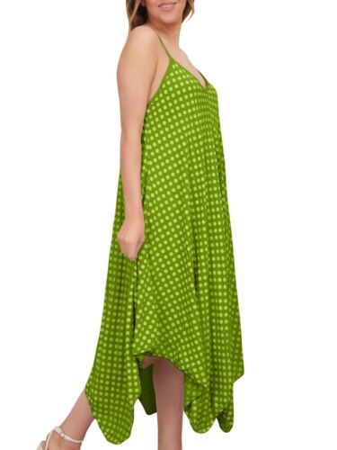Maxi vestido de verano italiano con tirantes estampado de playa con cuello en V sin mangas para mujer - Imagen 104 de 253