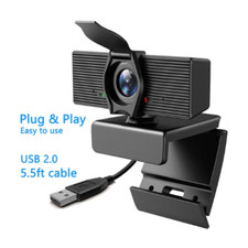 Webcam with Microphone  Privacy Cover, 1080P HD Web Computer Camera, USB Plug A