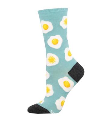 Socksmith Crew-Damensocken blau Baumwolle Ei-Design Keep On The Sunny Side UK 3 8