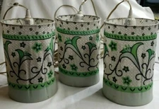 3 Vintage Mid Century Modern Retro 90s Drum Shade Hanging Lamp Light  MOD 11" cp