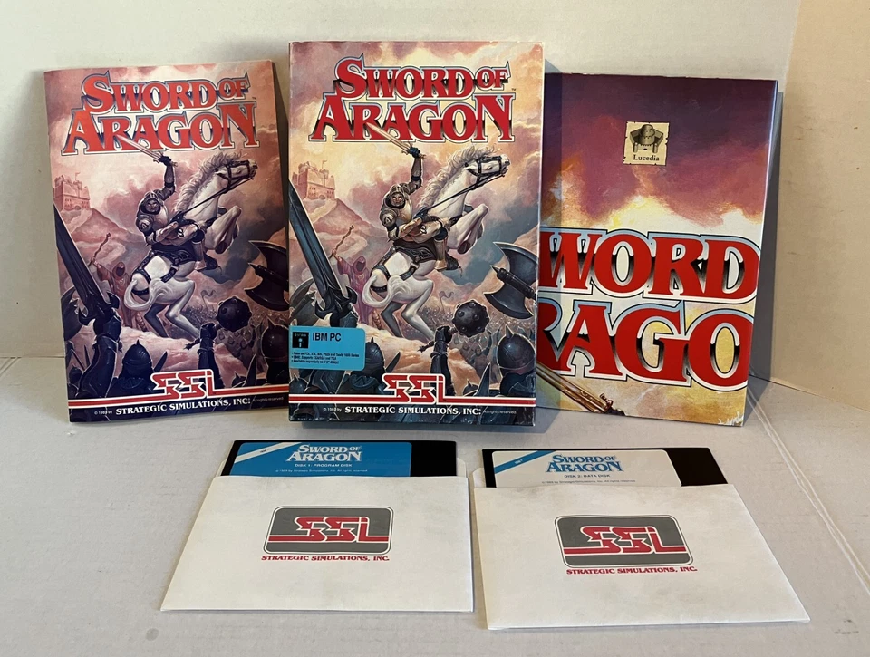 Sword of Aragon IBM PC SSI Strategy Game 5.25" Floppy w Poster Big Box 1989 - Image 2 of 4