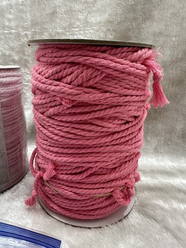 Macrame Bundle White & Pink Cord, Wood Beads, Hoops Jewelry Craft Supplies - Picture 2 of 14