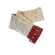 Simply Noelle Oatmeal & Maroon Knit Infinity Scarf O/S