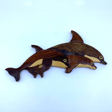 Dolphin Family Hand Carved Wall Art Carver Dan&rsquo;s 9&rdquo; Long