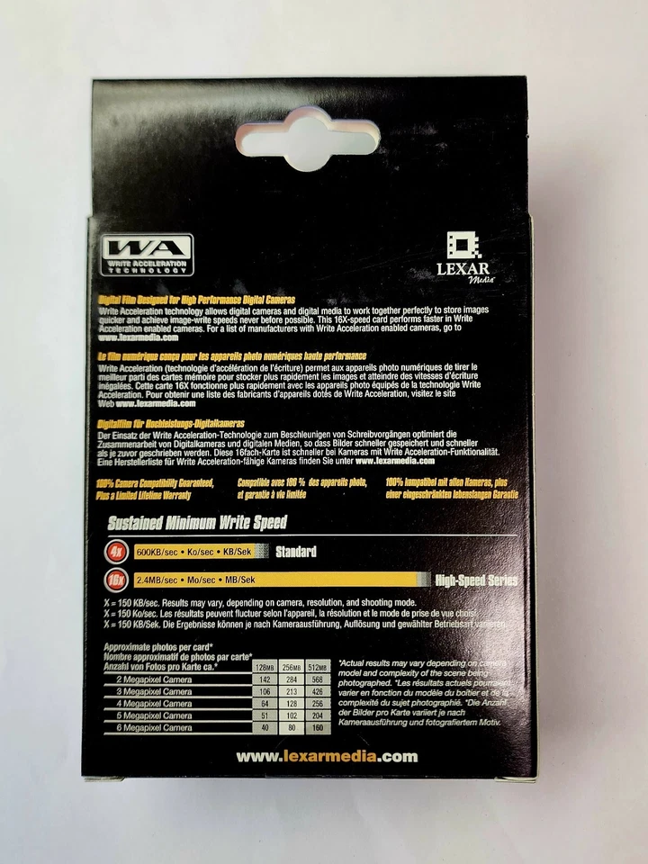 New Lexar Media 512MB CompactFlash 16X Speed Memory Card CF512-16-284 - Image 2 of 2