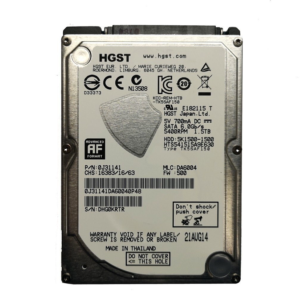 HGST 1.5TB HTS541515A9E630 5400RPM 32MB SATA 2.5