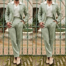 Men's Summer Linen Suits for Groom Wedding Formal Occation Jacket Pant 2 Pieces