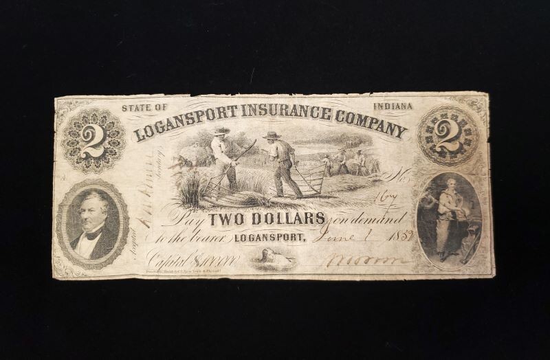 1839 2 Logansport Insurance Company Indiana Banknote Good+ eBay