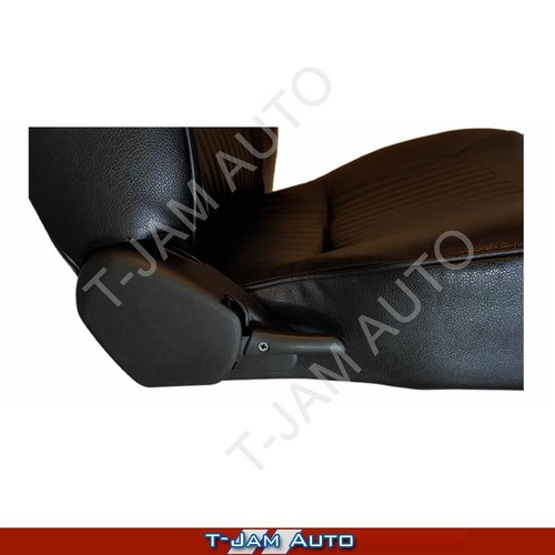 Deluxe Classic Pair 2 x Black W/ Seat Rails Leather Car Bucket Seats for Torana - Picture 7 of 8